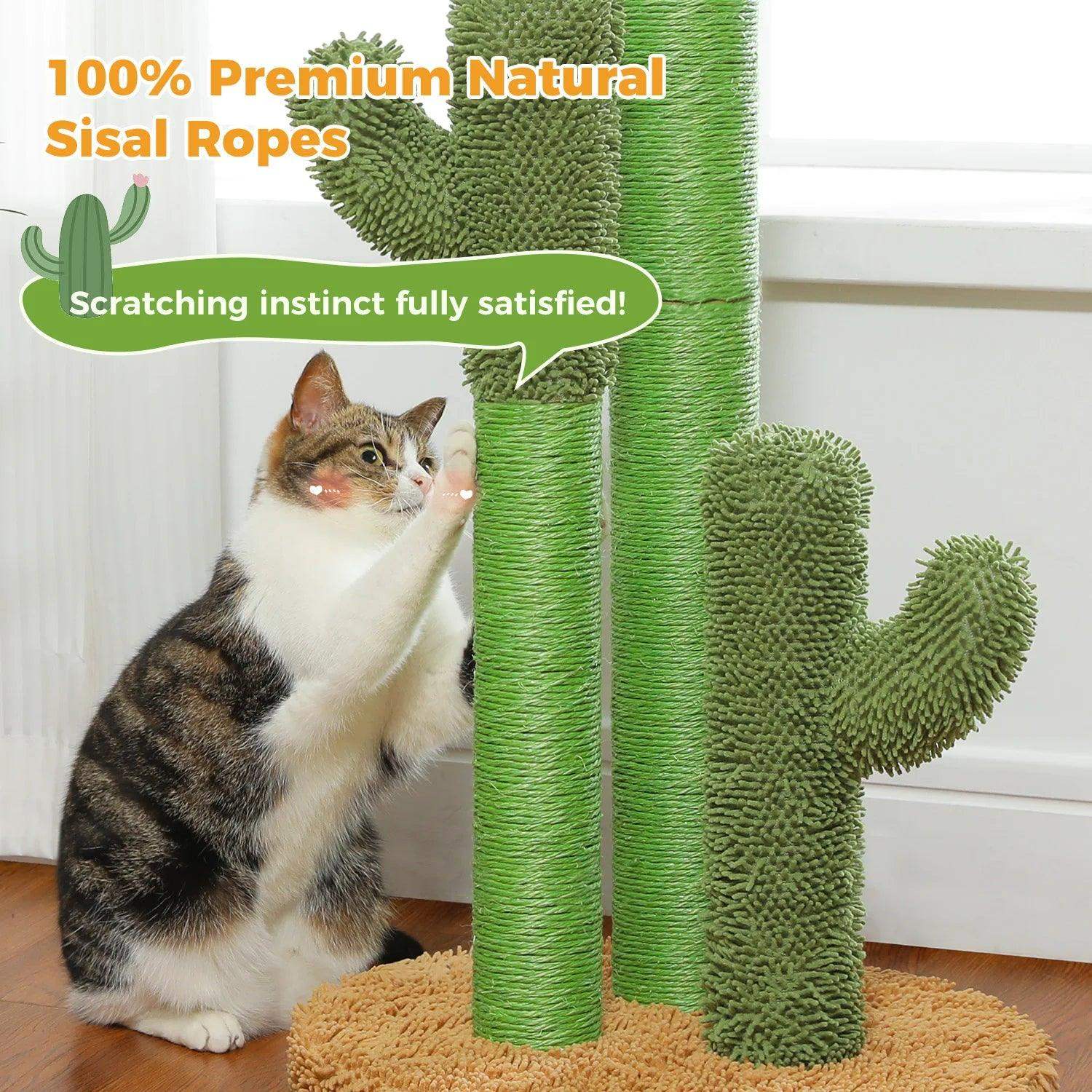 Cactus Cat Scratching Post with Interactive Dangling Ball | Pet-Friendly Cat Scratcher Furniture - Besontique Home
