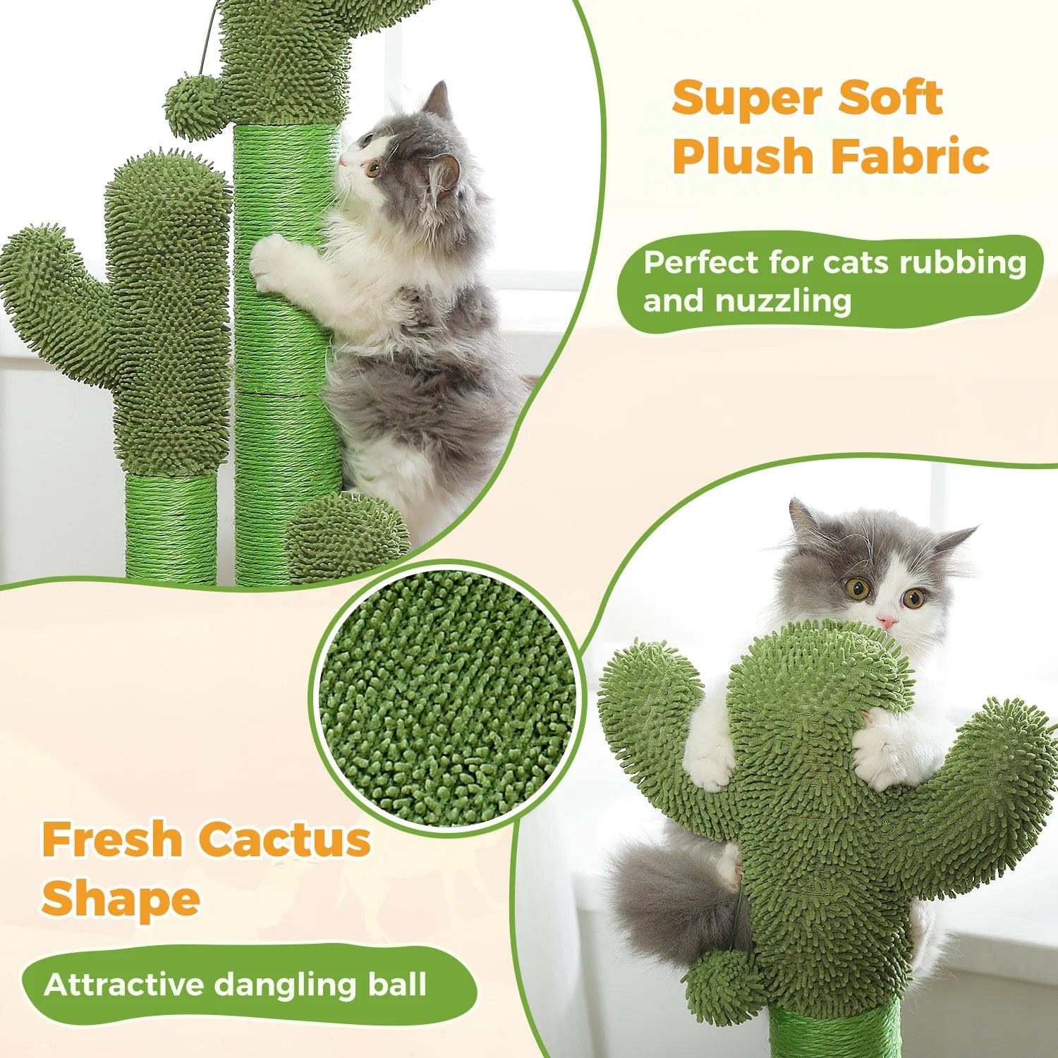 Cactus Cat Scratching Post with Interactive Dangling Ball | Pet-Friendly Cat Scratcher Furniture - Besontique Home