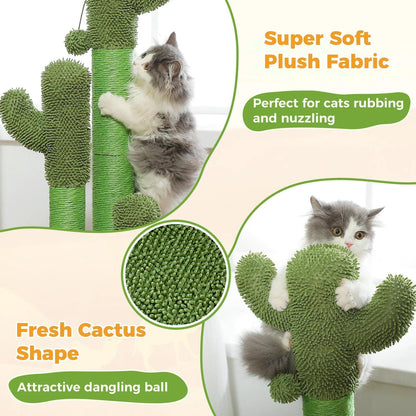 Cactus Cat Scratching Post with Interactive Dangling Ball | Pet-Friendly Cat Scratcher Furniture - Besontique Home