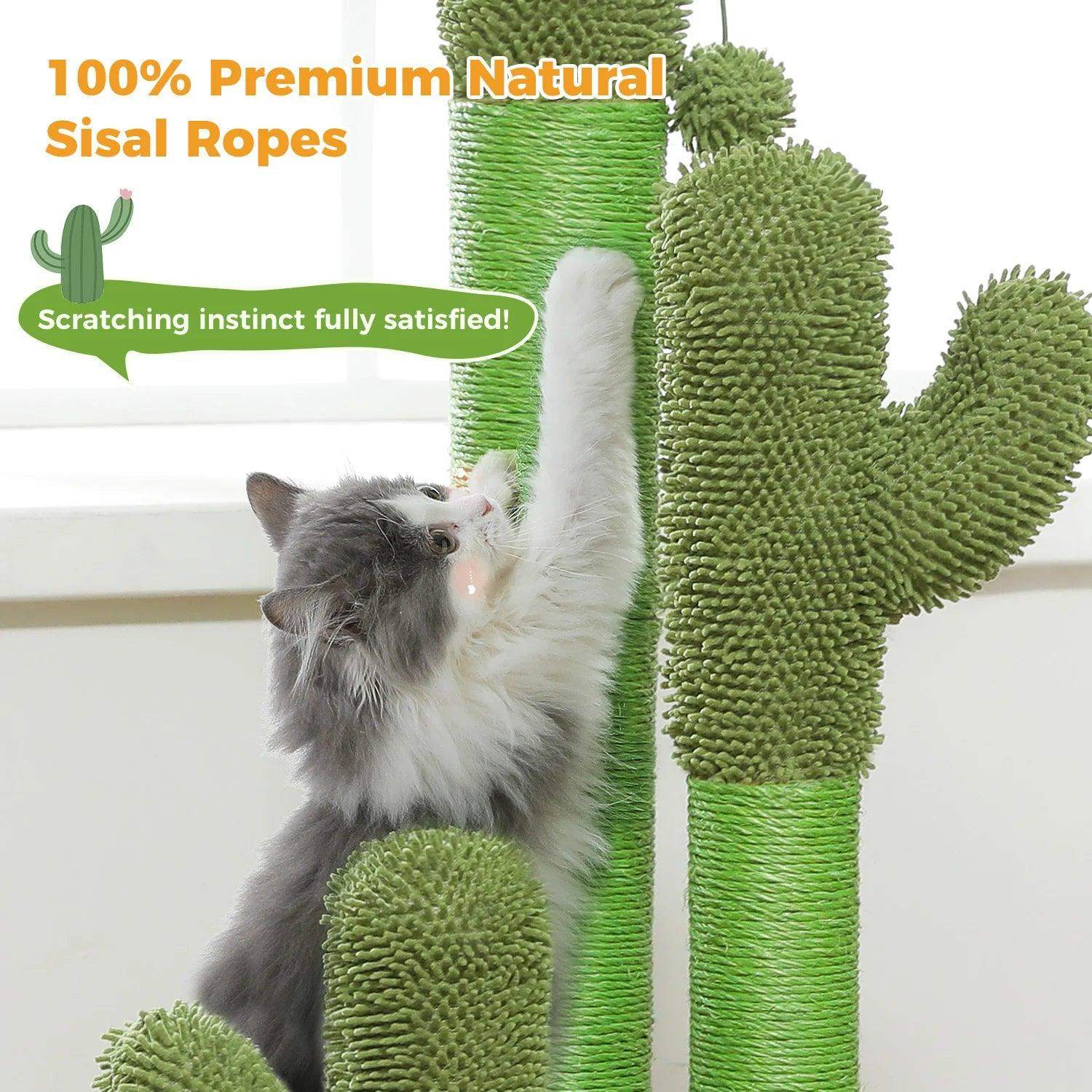 Cactus Cat Scratching Post with Interactive Dangling Ball | Pet-Friendly Cat Scratcher Furniture - Besontique Home