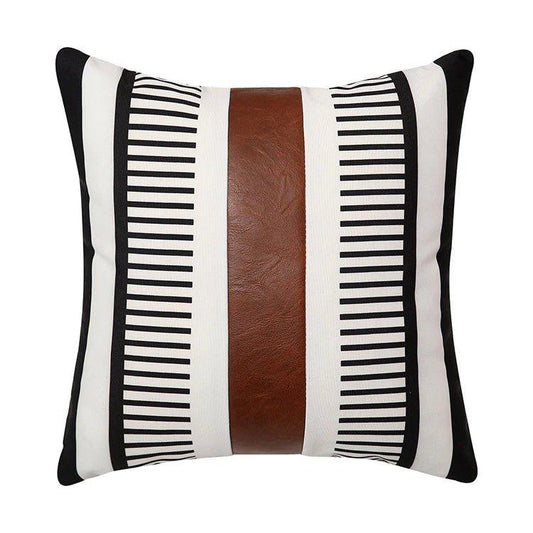 Canvas Stripe Stitching Pillow Cover Cases │ Modern Artificial Leather Cushion Cover - Besontique