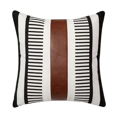Canvas Stripe Stitching Pillow Cover Cases │ Modern Artificial Leather Cushion Cover - Besontique Home
