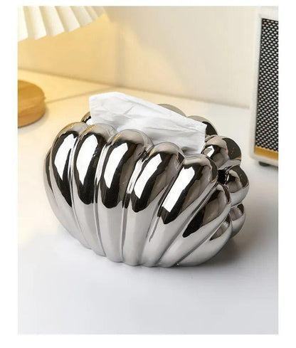 Ceramics Shell-shaped Tissue Box Case │ Modern Decorative Napkin Holder Organizer - Besontique