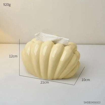 Ceramics Shell-shaped Tissue Box Case │ Modern Decorative Napkin Holder Organizer - Besontique Home