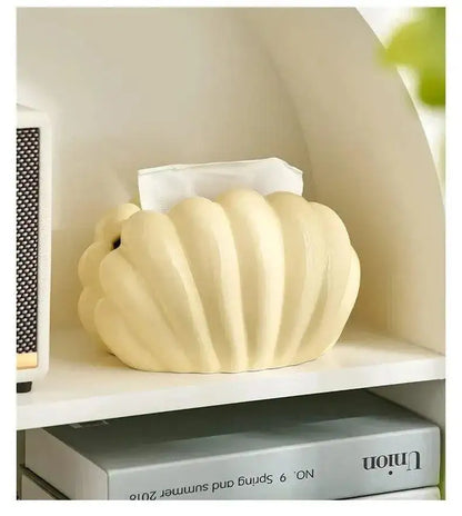 Ceramics Shell-shaped Tissue Box Case │ Modern Decorative Napkin Holder Organizer - Besontique Home
