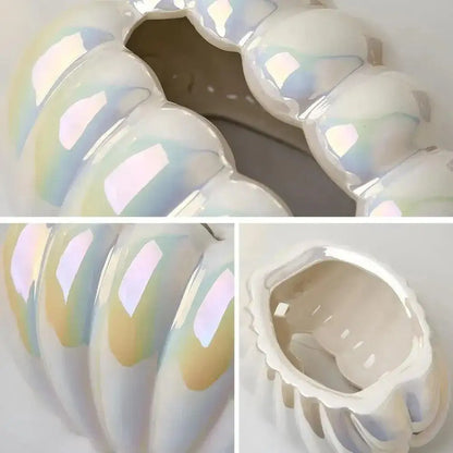 Ceramics Shell-shaped Tissue Box Case │ Modern Decorative Napkin Holder Organizer - Besontique Home