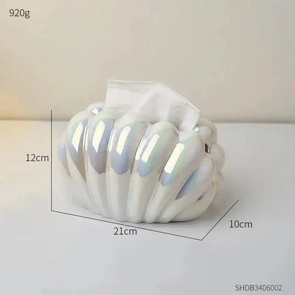 Ceramics Shell-shaped Tissue Box Case │ Modern Decorative Napkin Holder Organizer - Besontique Home