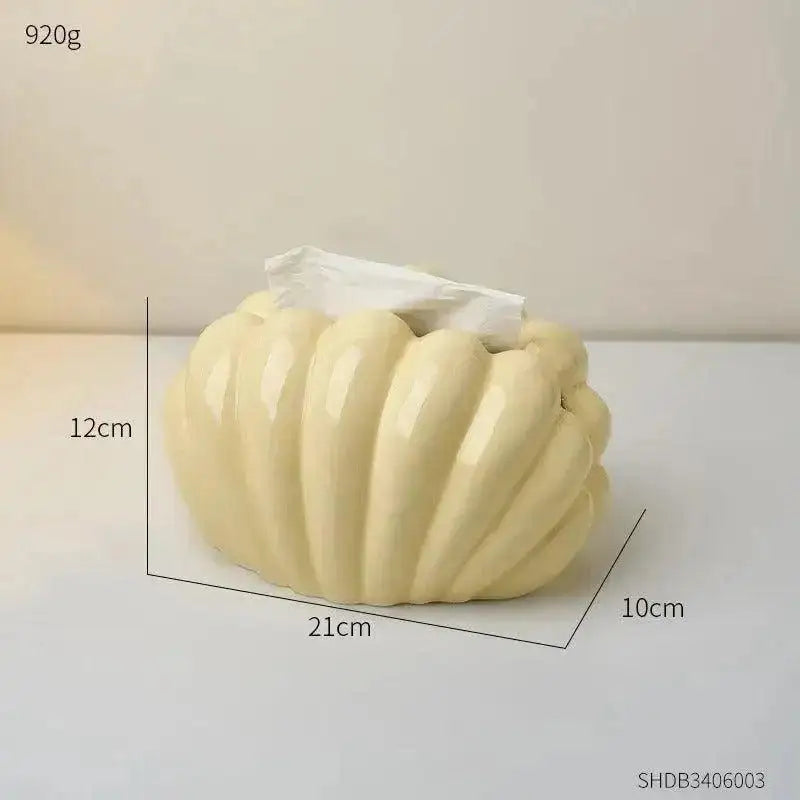 Ceramics Shell-shaped Tissue Box Case │ Modern Decorative Napkin Holder Organizer - Besontique Home