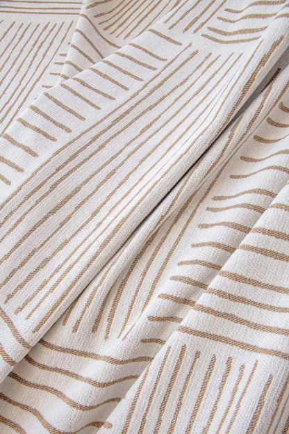 Chenille Striped Pattern Throw Blanket with Tassel 2 │ Nordic Jacquard Reversible Anti-cat Scratch Protection Sofa Cover - Besontique Home