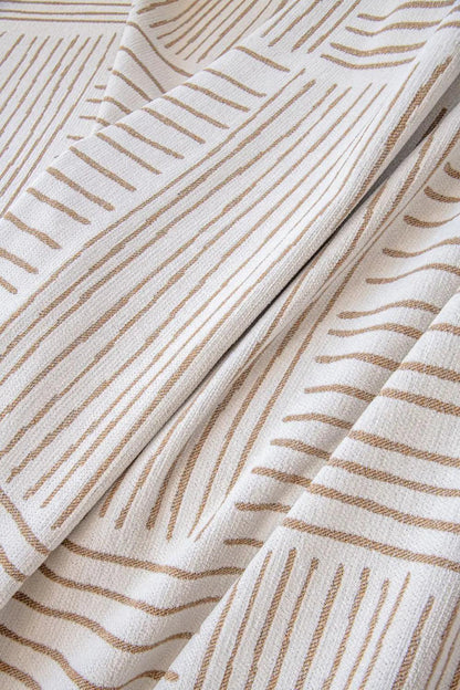 Chenille Striped Pattern Throw Blanket with Tassel 2 │ Nordic Jacquard Reversible Anti-cat Scratch Protection Sofa Cover - Besontique Home