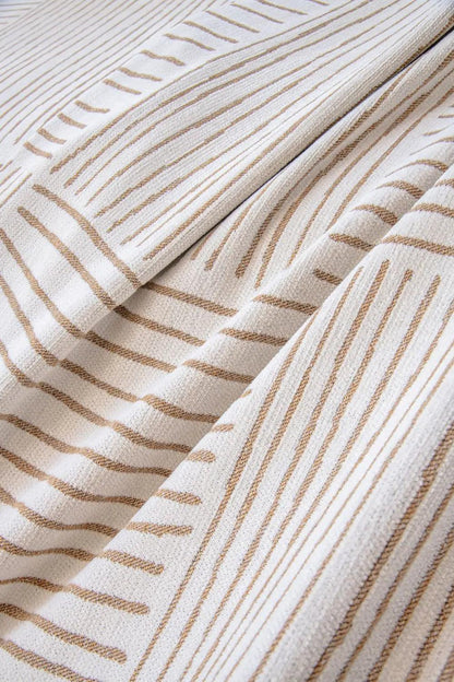 Chenille Striped Pattern Throw Blanket with Tassel 2 │ Nordic Jacquard Reversible Anti-cat Scratch Protection Sofa Cover - Besontique Home