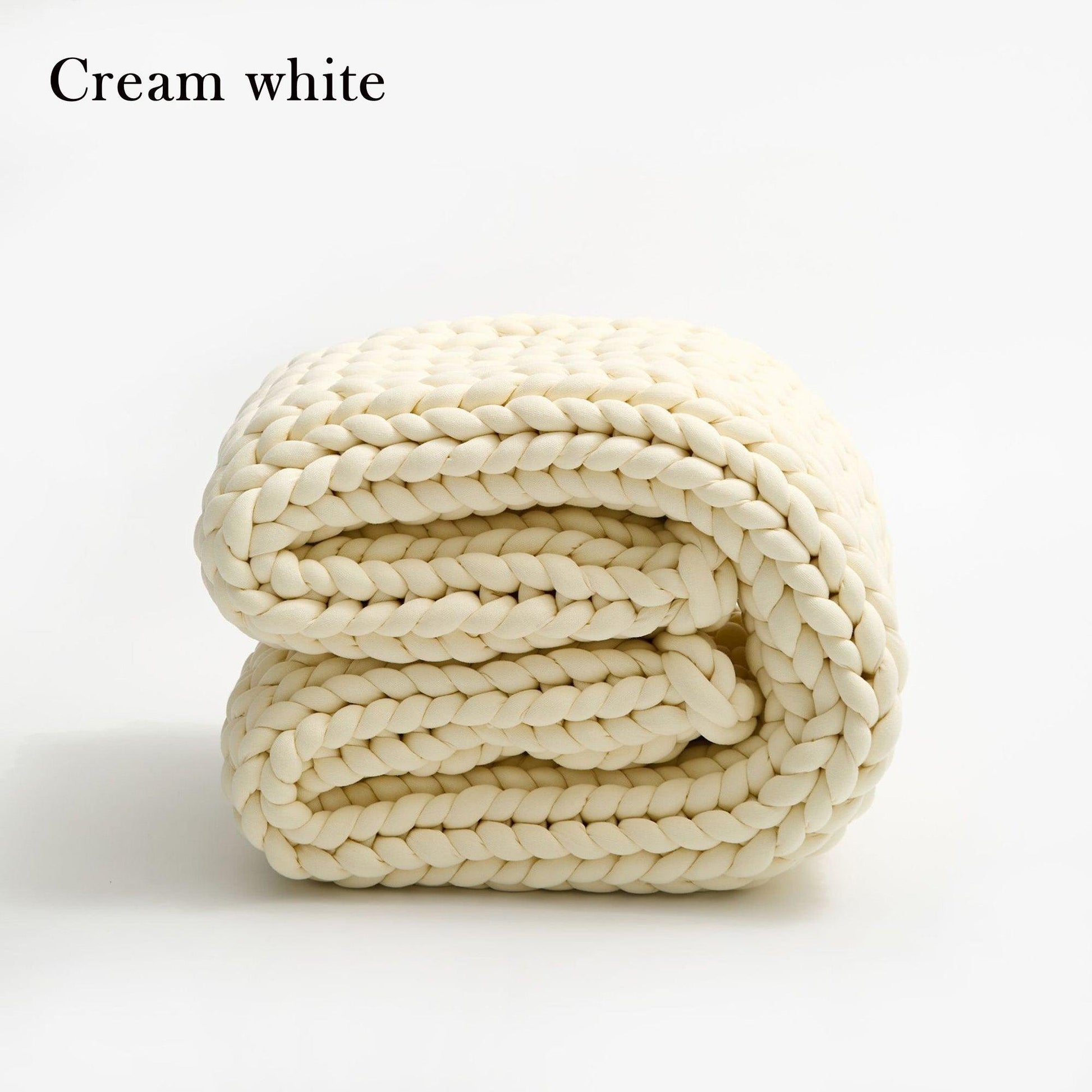 Chunky Knitted Cotton Blanket for Sofa Decor │ New Core-filled Yarn Hand-woven Blanket │ Super Thick Neutral Color Blanket - Besontique