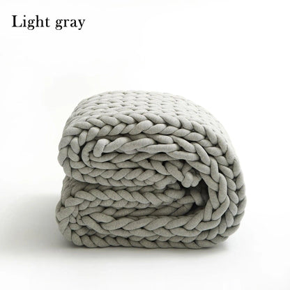 Chunky Knitted Cotton Blanket for Sofa Decor │ New Core-filled Yarn Hand-woven Blanket │ Super Thick Neutral Color Blanket - Besontique Home