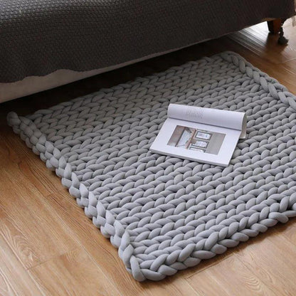Chunky Knitted Cotton Blanket for Sofa Decor │ New Core-filled Yarn Hand-woven Blanket │ Super Thick Neutral Color Blanket - Besontique Home
