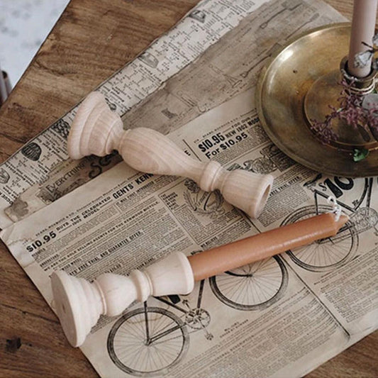 Classic Light Wood Candlesticks Candle Holder Set │ Modern Retro Vintage Candle Stand - Besontique Home