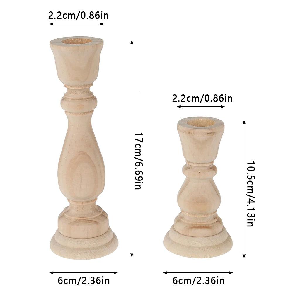 Classic Light Wood Candlesticks Candle Holder Set │ Modern Retro Vintage Candle Stand - Besontique Home