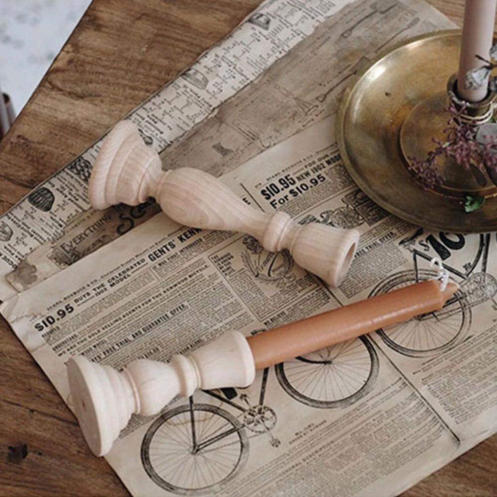 Classic Light Wood Candlesticks Candle Holder Set │ Modern Retro Vintage Candle Stand - Besontique Home