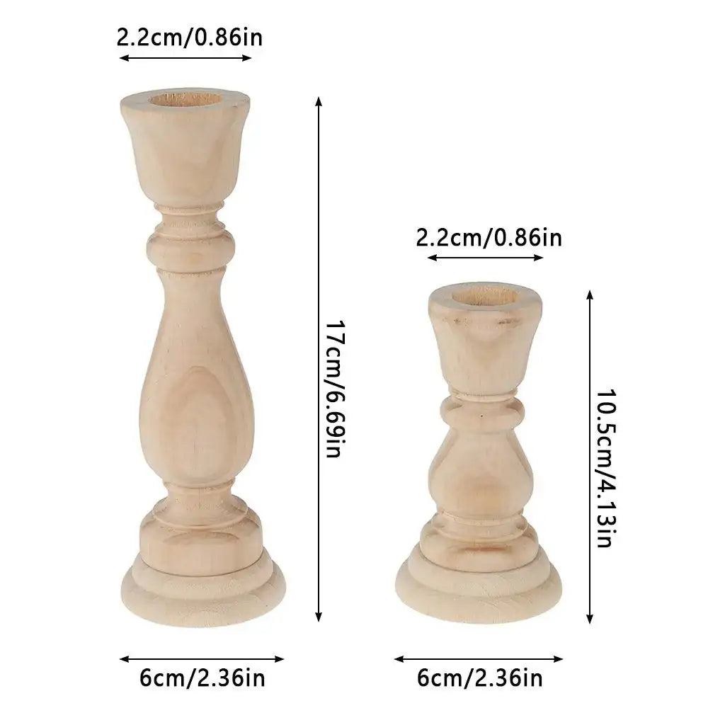 Classic Light Wood Candlesticks Candle Holder Set │ Modern Retro Vintage Candle Stand - Besontique Home