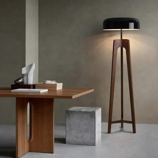 Classical Wood Solid Floor Tripod Lamp - Besontique Home