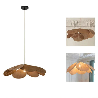 Modern Fabric Flower Art Petal Pendant Ceiling Light │ Neutral Solid Color Chandelier Hanging Lamp