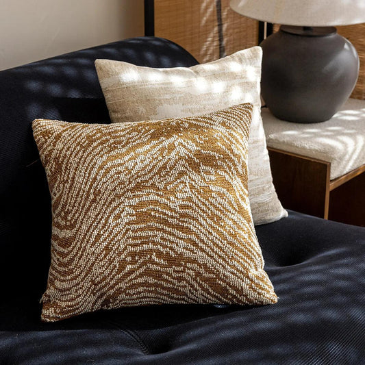 Brown Beige Geometric Chenille Cushion Cover │ Nordic Minimal Home Throw Pillow Covers