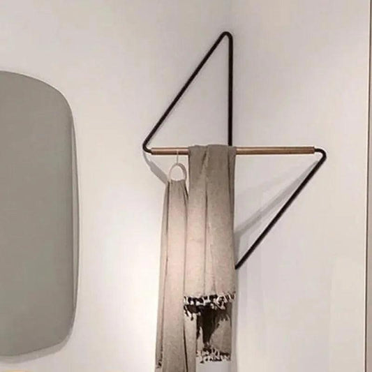 Corner Wooden Metal Wall Hanger │ Minimal Designer Style Coat Clothes Rack - Besontique Home