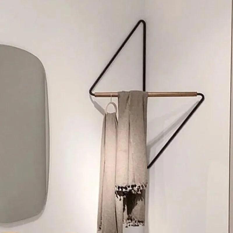Corner Wooden Metal Wall Hanger │ Minimal Designer Style Coat Clothes Rack - Besontique Home