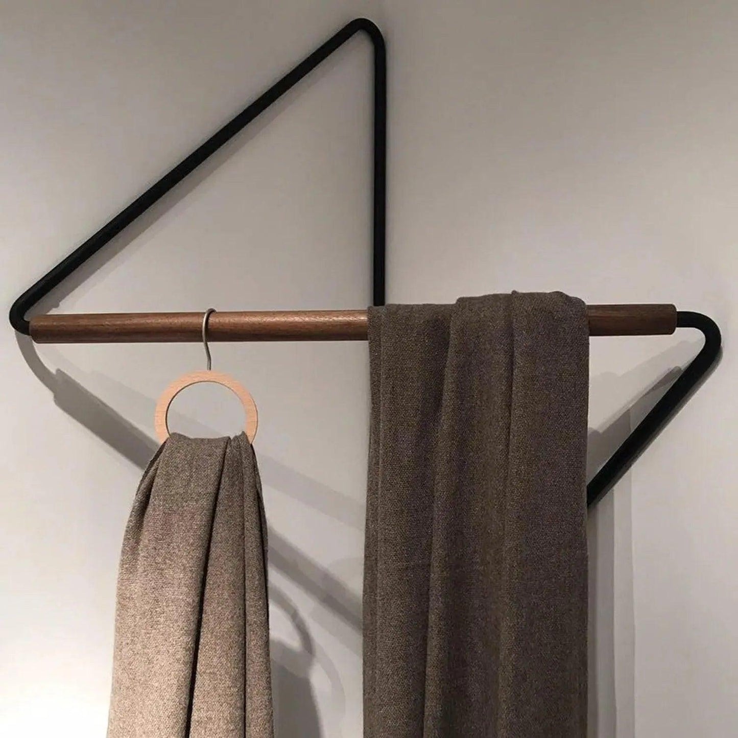 Corner Wooden Metal Wall Hanger │ Minimal Designer Style Coat Clothes Rack - Besontique Home