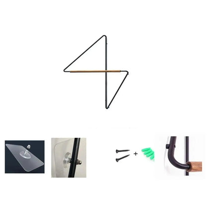 Corner Wooden Metal Wall Hanger │ Minimal Designer Style Coat Clothes Rack - Besontique Home