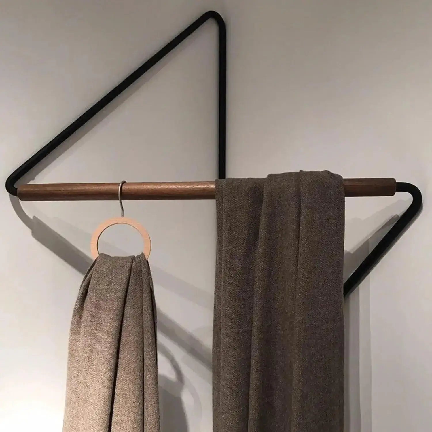 Corner Wooden Metal Wall Hanger │ Minimal Designer Style Coat Clothes Rack - Besontique Home