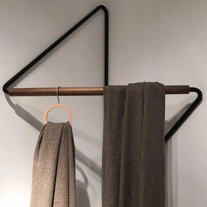 Corner Wooden Metal Wall Hanger │ Minimal Designer Style Coat Clothes Rack - Besontique Home