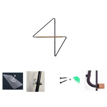 Corner Wooden Metal Wall Hanger │ Minimal Designer Style Coat Clothes Rack - Besontique Home