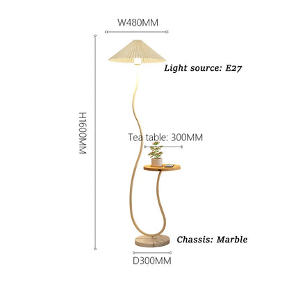 Modern Nordic Style Floor Lamp with Table │ Modern Vintage Japandi Home Standing Light Furniture