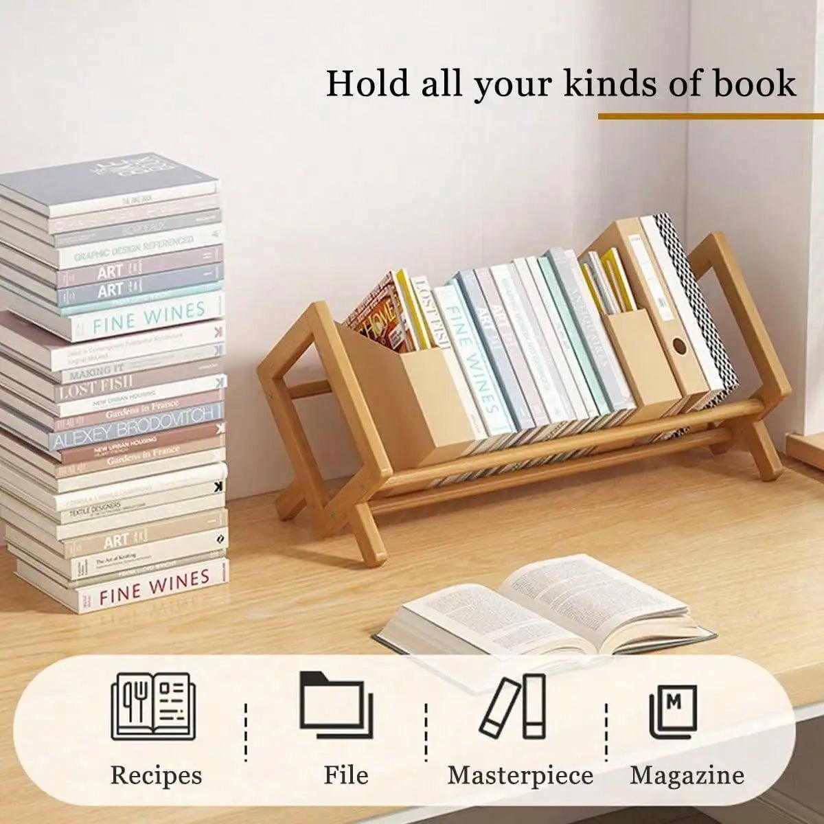 Dark Brown Wood White Bookcase Bookshelf │ Simple Home Decoration Multi-Use Book Storage Organizer - Besontique Home