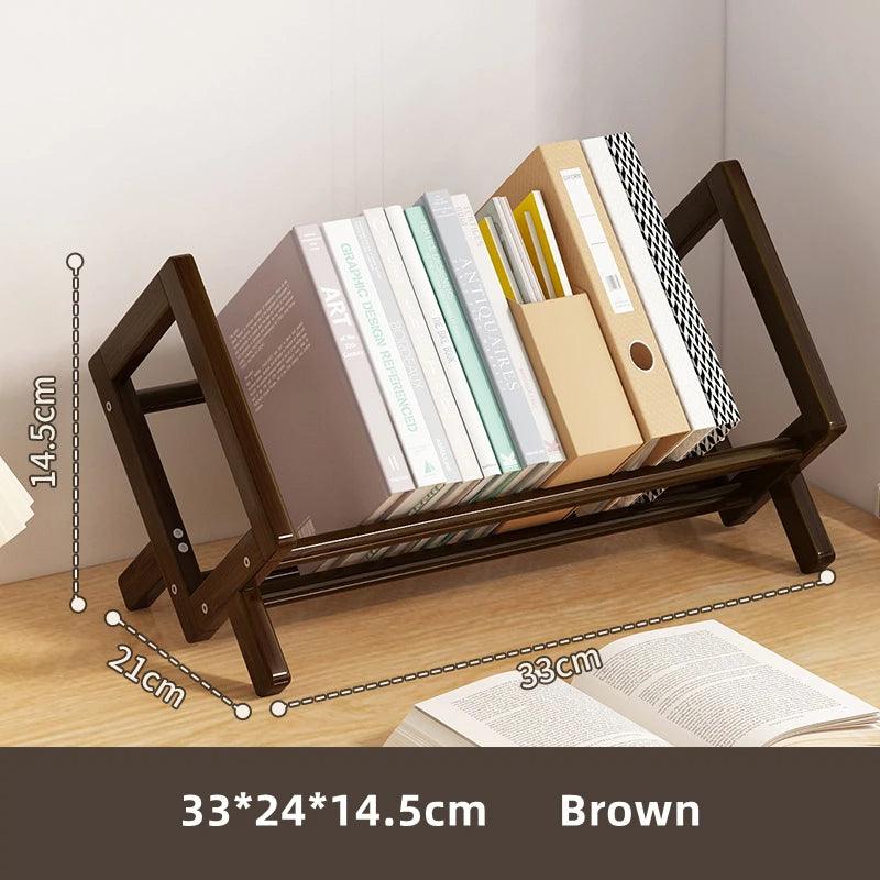 Dark Brown Wood White Bookcase Bookshelf │ Simple Home Decoration Multi-Use Book Storage Organizer - Besontique Home