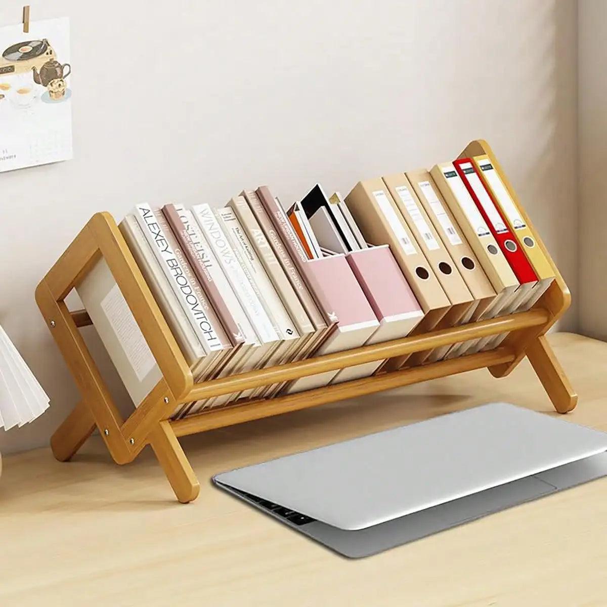 Dark Brown Wood White Bookcase Bookshelf │ Simple Home Decoration Multi-Use Book Storage Organizer - Besontique Home