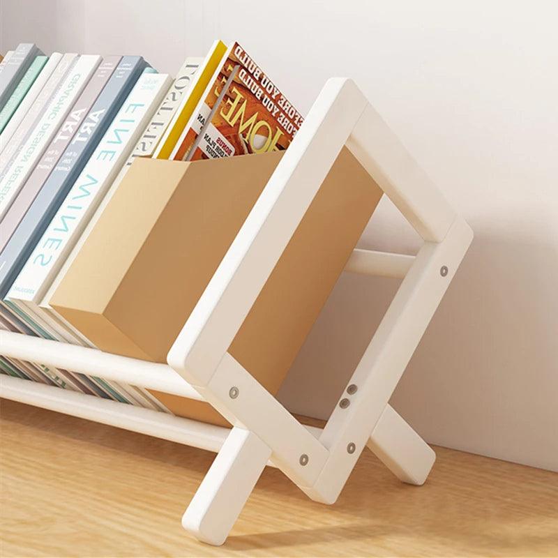 Dark Brown Wood White Bookcase Bookshelf │ Simple Home Decoration Multi-Use Book Storage Organizer - Besontique Home
