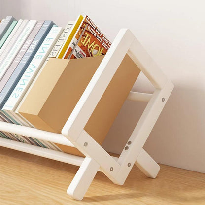 Dark Brown Wood White Bookcase Bookshelf │ Simple Home Decoration Multi-Use Book Storage Organizer - Besontique Home
