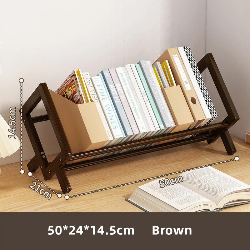 Dark Brown Wood White Bookcase Bookshelf │ Simple Home Decoration Multi-Use Book Storage Organizer - Besontique Home