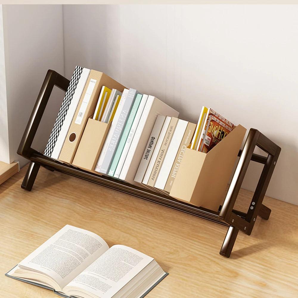 Dark Brown Wood White Bookcase Bookshelf │ Simple Home Decoration Multi-Use Book Storage Organizer - Besontique Home