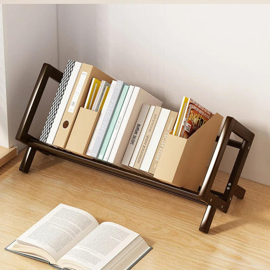 Dark Brown Wood White Bookcase Bookshelf │ Simple Home Decoration Multi-Use Book Storage Organizer - Besontique Home