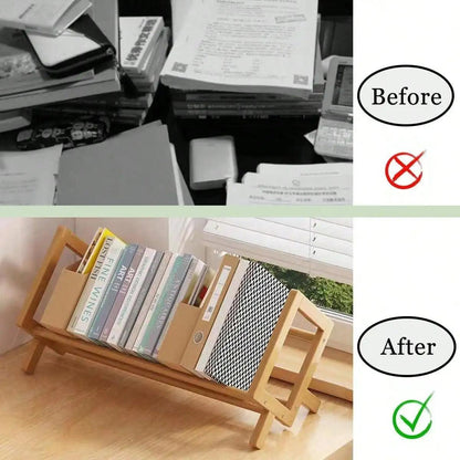 Dark Brown Wood White Bookcase Bookshelf │ Simple Home Decoration Multi-Use Book Storage Organizer - Besontique Home