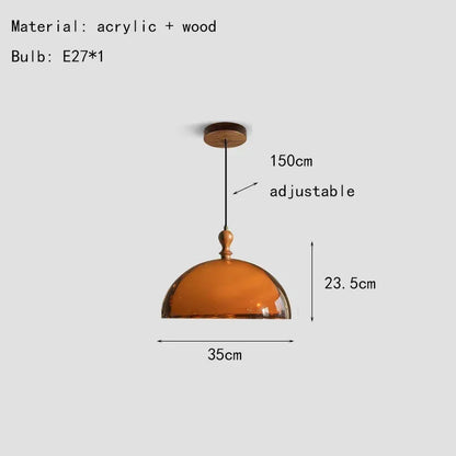 Dark Wood Brown Acrylic Pendant Ceiling Lamp Light - Besontique Home