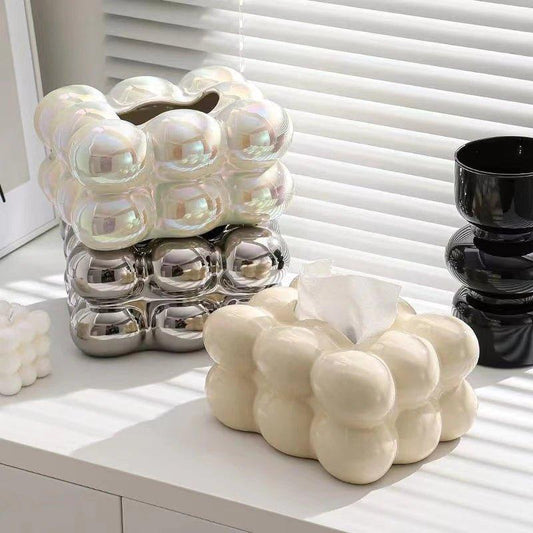 Decorative Ceramics Marshmallow Shape Tissue Box Case │ Modern Napkin Holder Organizer - Besontique