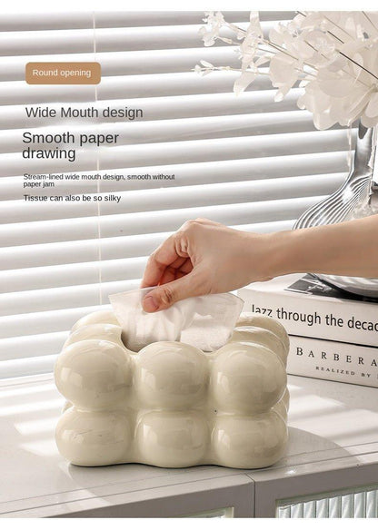 Decorative Ceramics Marshmallow Shape Tissue Box Case │ Modern Napkin Holder Organizer - Besontique