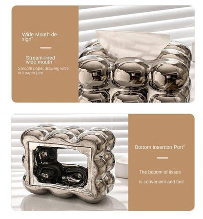 Decorative Ceramics Marshmallow Shape Tissue Box Case │ Modern Napkin Holder Organizer - Besontique Home