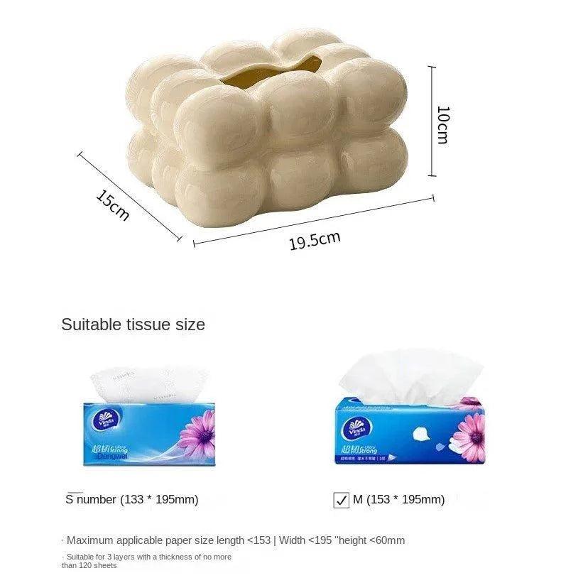 Decorative Ceramics Marshmallow Shape Tissue Box Case │ Modern Napkin Holder Organizer - Besontique Home