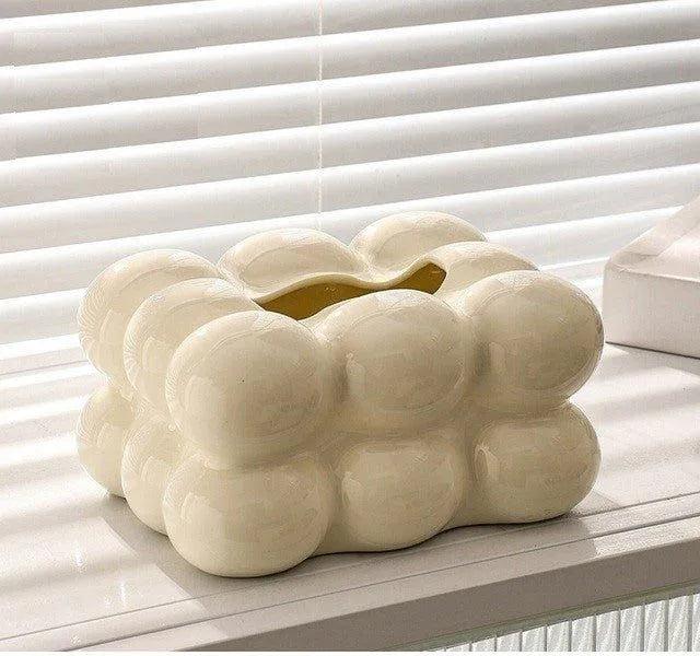 Decorative Ceramics Marshmallow Shape Tissue Box Case │ Modern Napkin Holder Organizer - Besontique Home