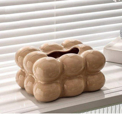 Decorative Ceramics Marshmallow Shape Tissue Box Case │ Modern Napkin Holder Organizer - Besontique Home