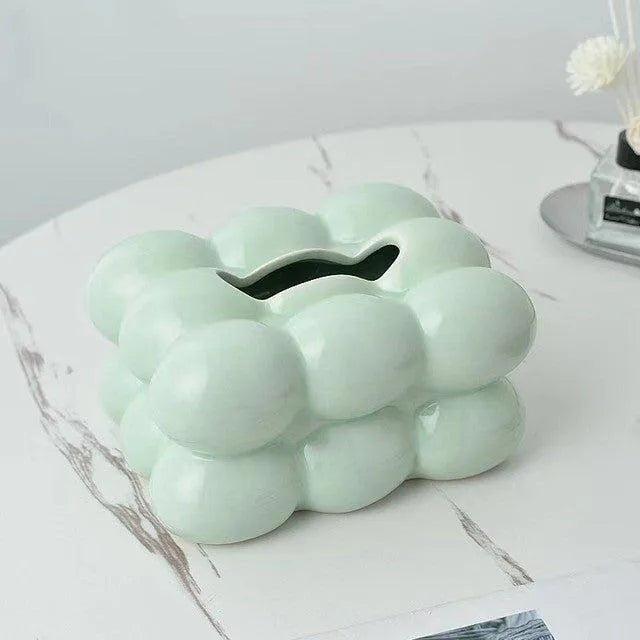 Decorative Ceramics Marshmallow Shape Tissue Box Case │ Modern Napkin Holder Organizer - Besontique Home